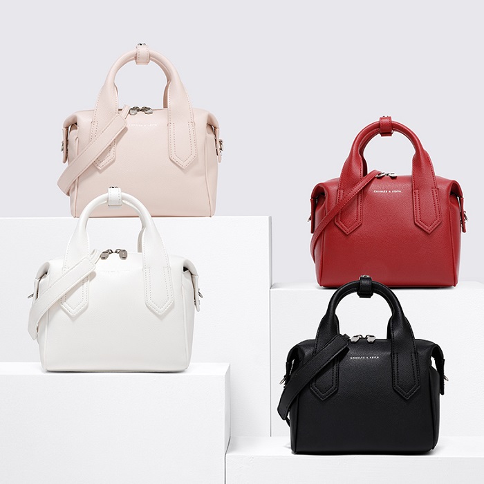 SAG6169 Pink Charles & Keith Soft Leather Bowling Bag